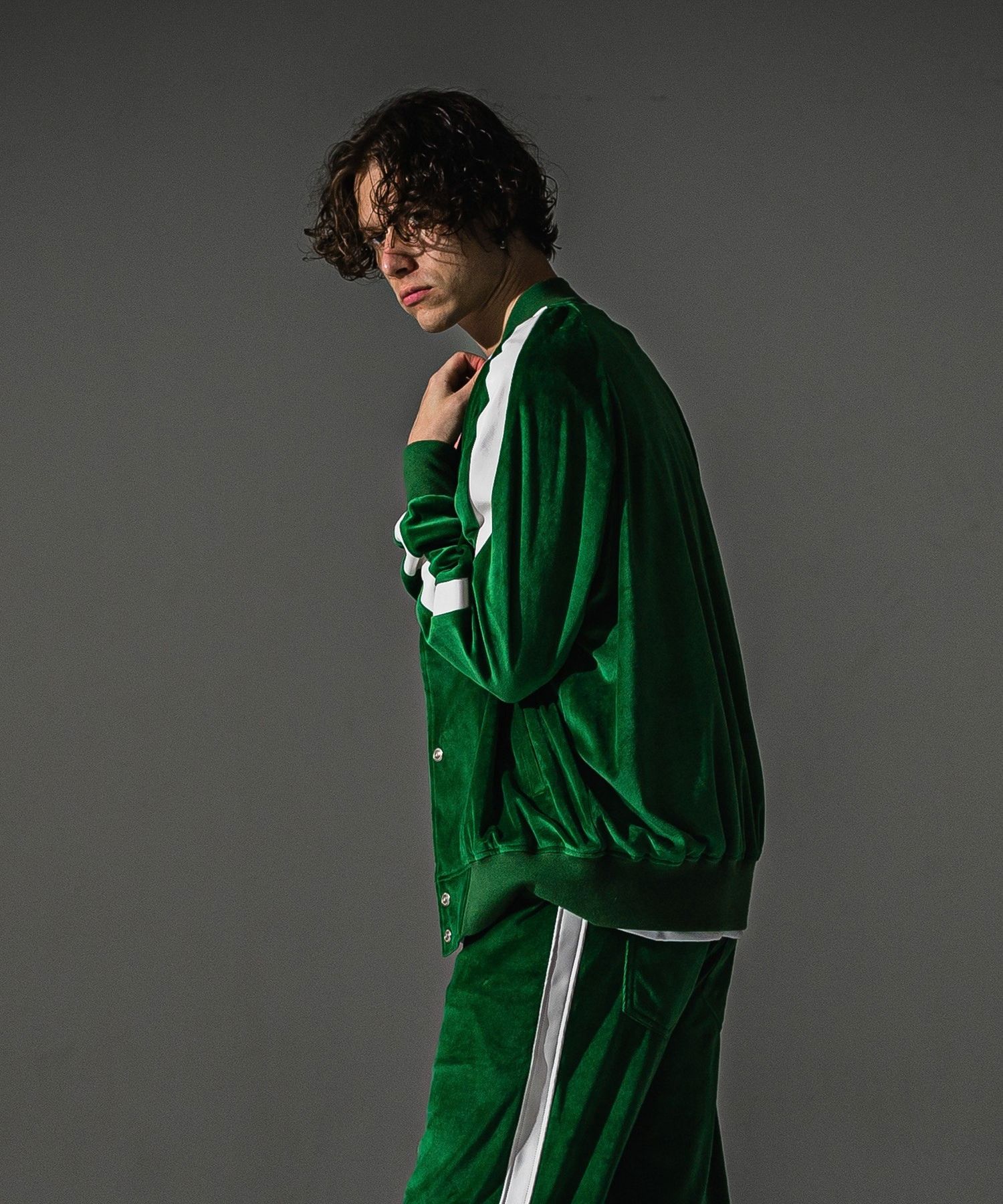 VELOUR Varsity (GREEN) コットン / ラグランスリーブ / エコレザーライン / オーバーシルエット / RC41-C-005