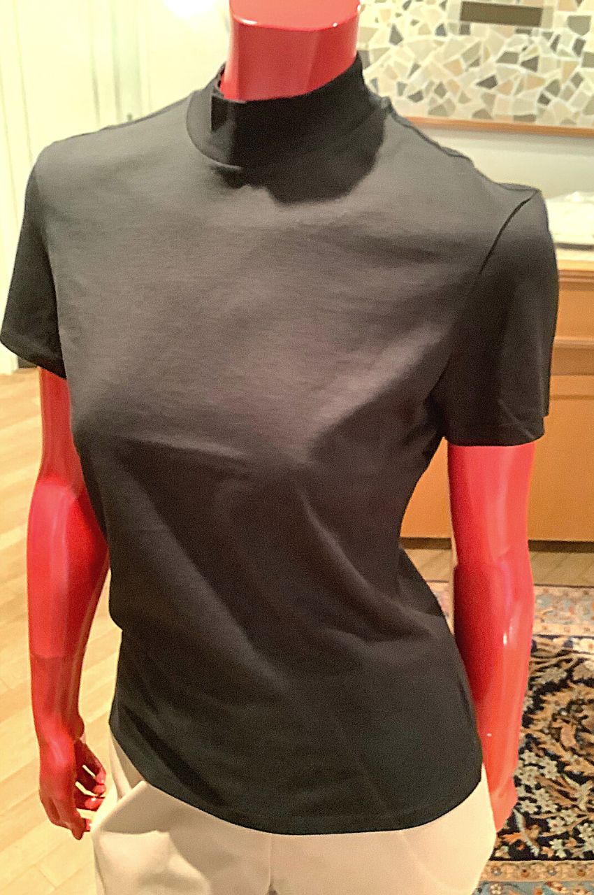ハイネックTシャツ (ブラック) コットン 100% /  オーガニックコットン / ウォッシャブル