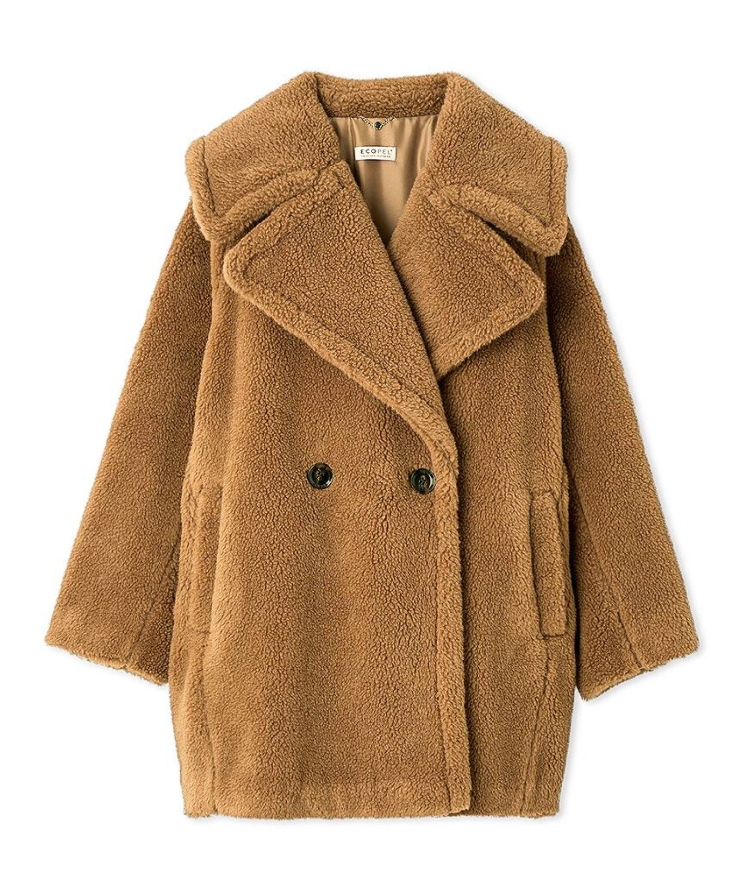 ECOPELボアミドルコート ( CML ) ポリエステル / ウール混ボア / コクーンシルエット / ポケット /  FWFJ255024