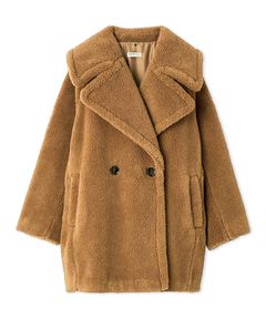 ECOPELボアミドルコート ( CML ) ポリエステル / ウール混ボア / コクーンシルエット / ポケット /  FWFJ255024