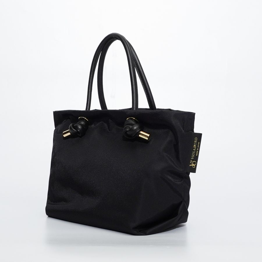 BIANCA / V-2174 / Black × Black / ノットハンドルナイロントート / Sサイズ / ビアンカ（ブラック×ブラック）ナイロン / 牛床革（Italian leather）/ 2WAY / ショルダーストラップ付き / V-2174
