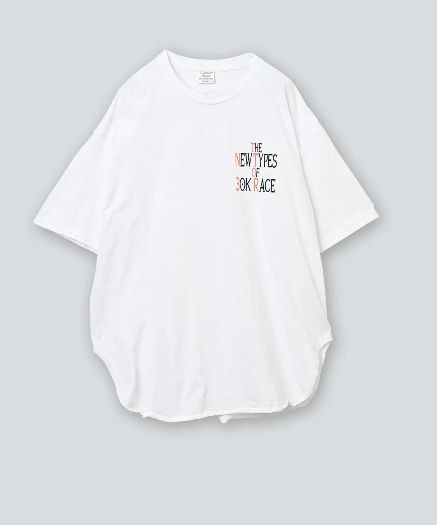 ヘムラウンドTEE-30Kレース-  (WHITE) 綿 / 前後プリント / 裾ラウンドカット / 透け感無し /MIL25SCS3452