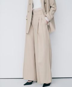 TWドビードスキンワイドトラウザー(ベージュ)ポリエステル / ハイウエスト / PRUVGA0816