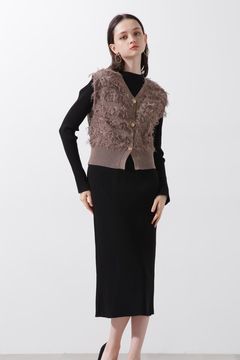 レイヤードニットワンピース (ベージュ) / ワンピースとジレのセット販売 / ストレッチ / ウォッシャブル / 0315147212