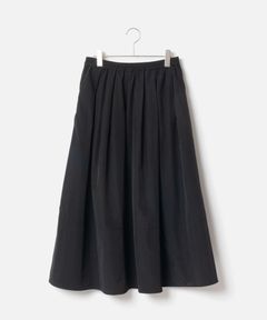 Tuck and Gathered Skirt (ブラック) ポリエステル / 軽量 / ウエストゴム / 手洗可 / FL262-01006
