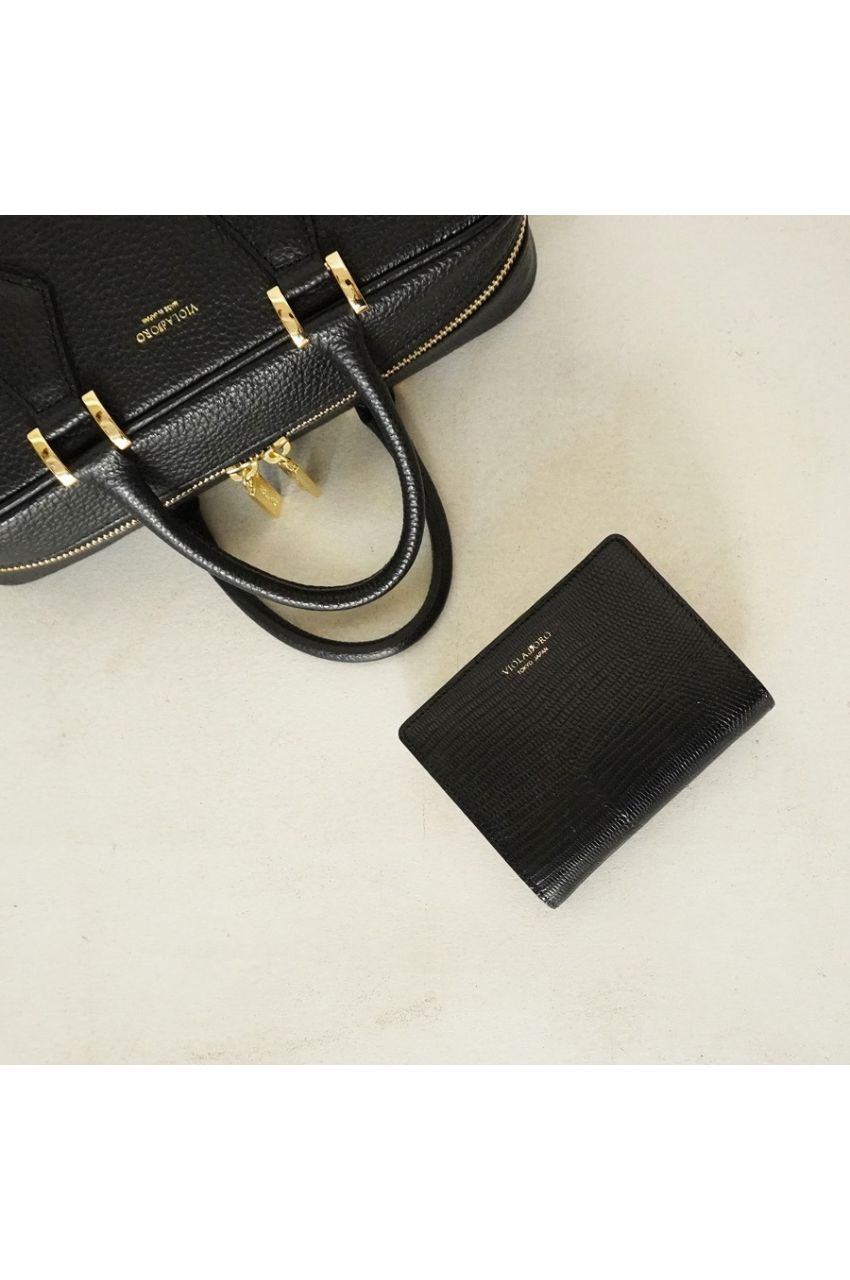 PORTA / ポルタ (Black) / リザード型押しレザー 二つ折り口金ウォレット / V-5071