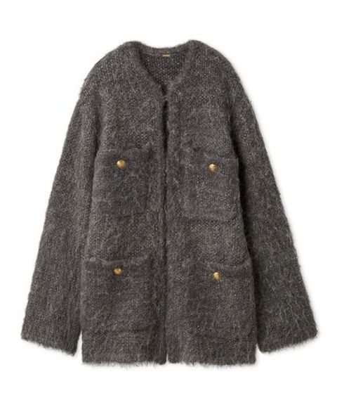 金釦ラメシャギーツイードニットジャケット ( GRY ) ポリエステルフィルム繊維 / ラメ /スパンコール / 金ボタン / 09WNJ255085