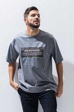 ボックスロゴオーバーTシャツ (グレー) コットン100% / ペイズリープリント / オーバーサイズ