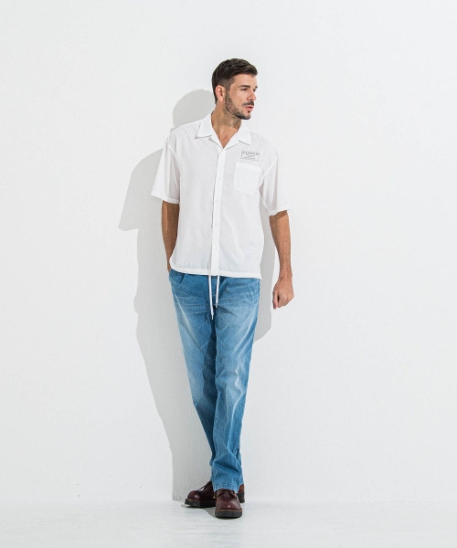 DENIM JERSEY WIDE PT (ライトインディゴ) コットン / セミワイドシルエット / ウエストドロ ーコード/ スラッシュサイドポケット / RC36-ST-016WTD-3
