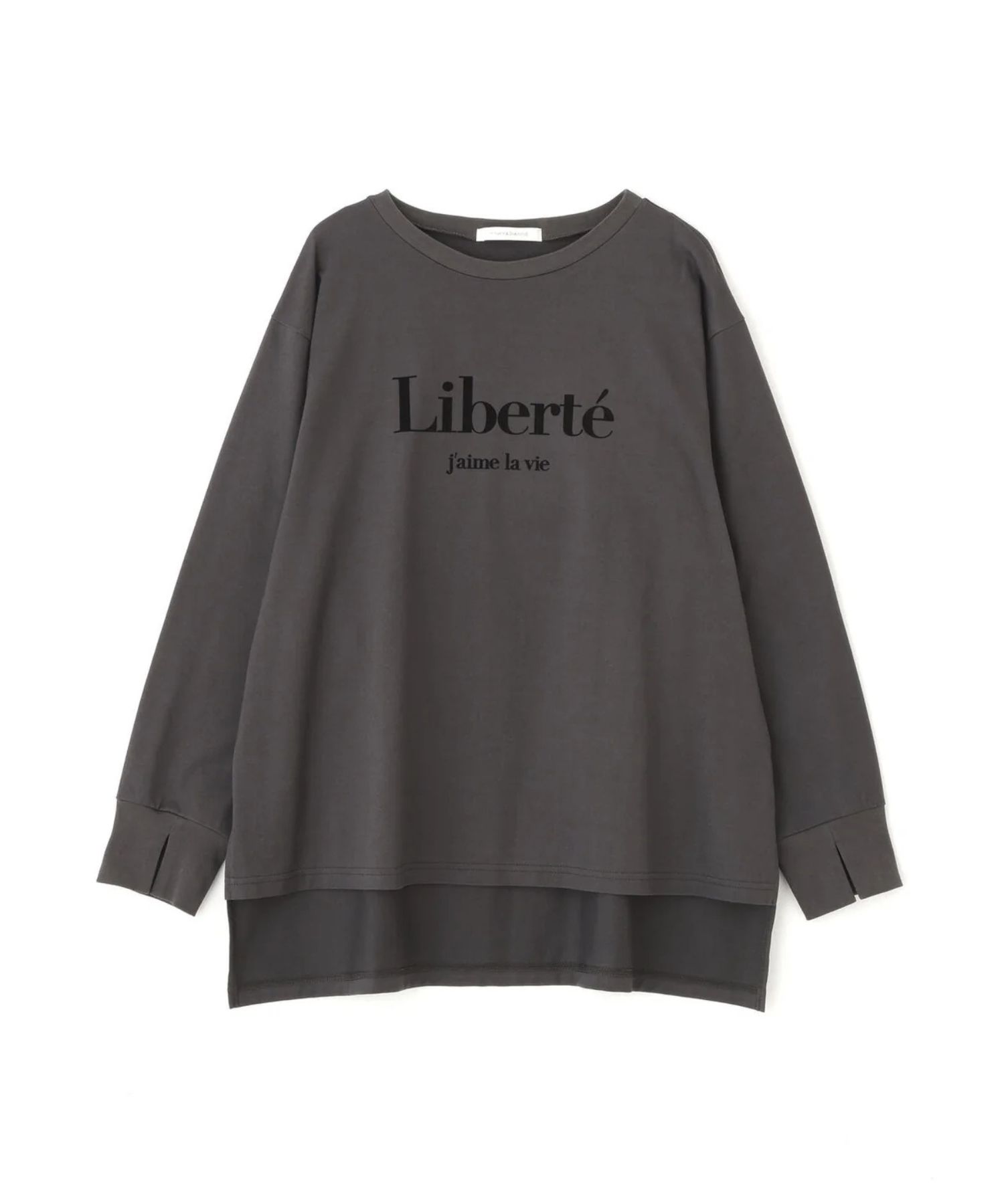「Liberte」ロングTシャツ(カーキグレー)コットン / ウォッシャブル / 手洗い可 / ストレッチあり / 裏地無し / 袖口リブにスリットあり / 0316160209