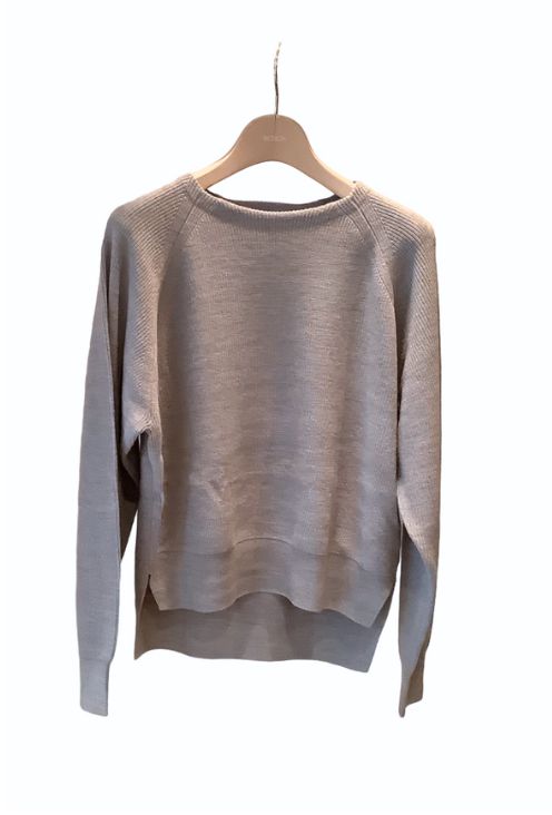 Boat neck knit pullover (ライトグレー) ウール /  クロップド丈 / 手洗い可 /  サイドスリット/ FN242-05402