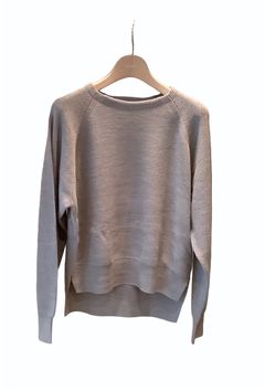 Boat neck knit pullover (ライトグレー) ウール /  クロップド丈 / 手洗い可 /  サイドスリット/ FN242-05402