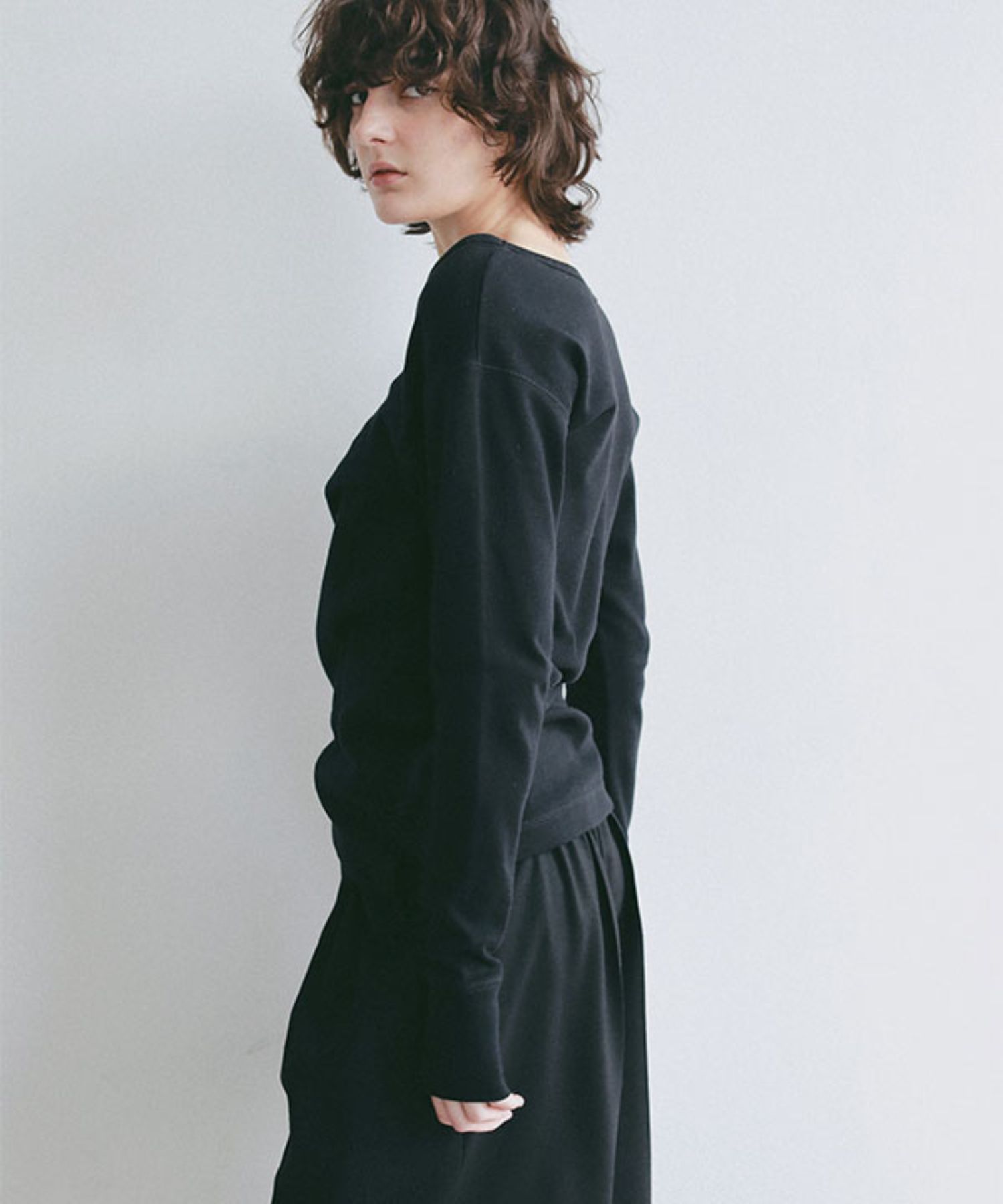 オーガニックコットンUネックロンTee(ブラック) 綿 / ウォッシャブル / 手洗い可 / 1226112042