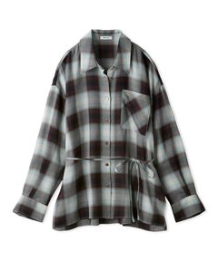 2wayオンブレチェックシャツ ( MNT) ポリエステル / オリジナルの先染めチェック / ウエストリボン付き / 手洗可 / FWFB254171