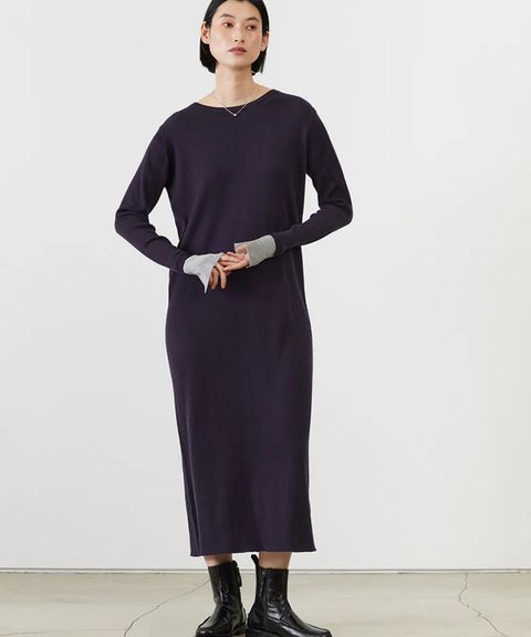 SEAISLAND COTTON 2WAY DRESS ( MIDNIGHT) コットン / 前後2WAY / レイヤードカフス / 柔らかい / ADWS-501-18