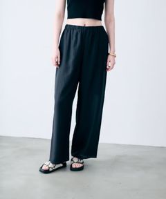 リヨセルシルクローンギャザーパンツ(ブラック) セルロース / ウォッシャブル / 手洗い可 / ウエストゴム / PRUVLM0405