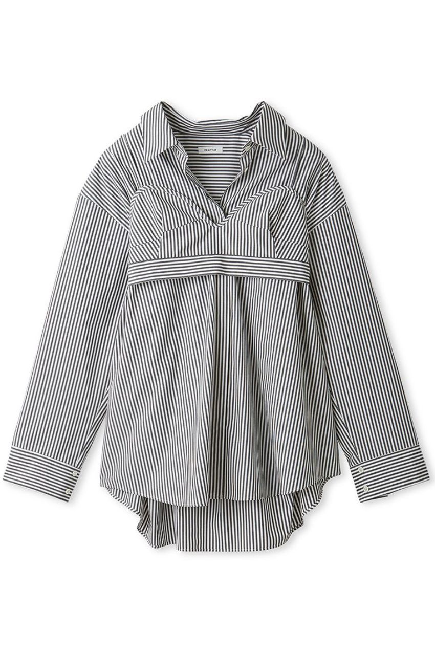 ビスチェコンビシャツ (stripe) コットン / 手洗い可能 / ドロップショルダー / FWFB244142