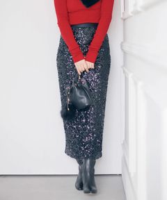 スパンコールスカート(ブラック)ポリエステル / ウエストゴム / ストレッチあり / 0315220109