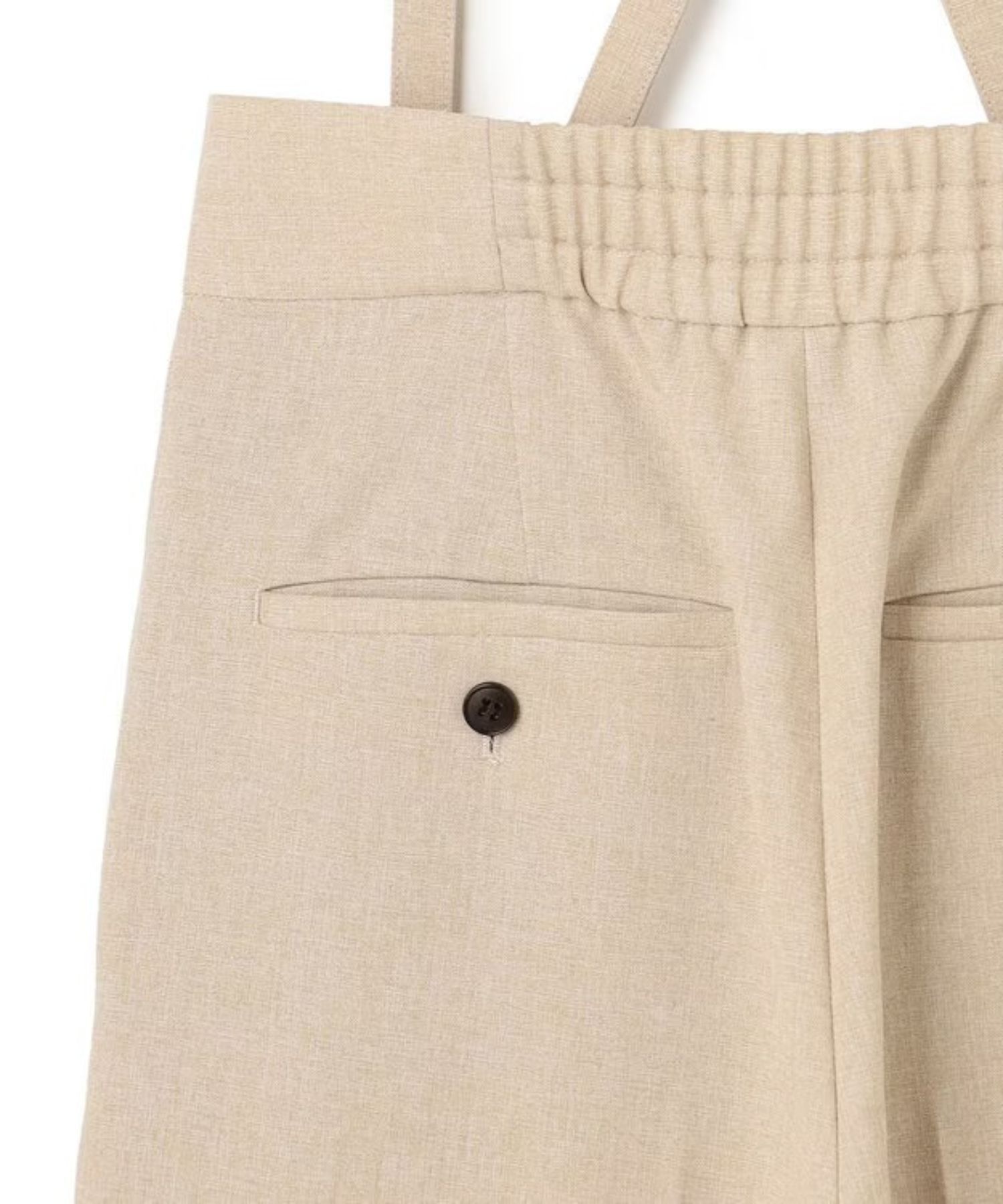 ウォッシャブルドライサップワイドパンツ(シャンブレーベージュ) ポリエステル / サスペンダー付き / ハイウエスト / センタープレス / バックスタイルゴム / PRUVLM0401