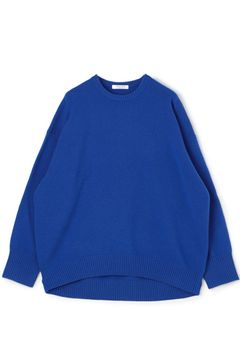 NZ LAMBS 9G クルーネックプルオーバー (ブルー) ウール / ドロップショルダー / やや 厚め / 透け感なし / 12-02-44-02205