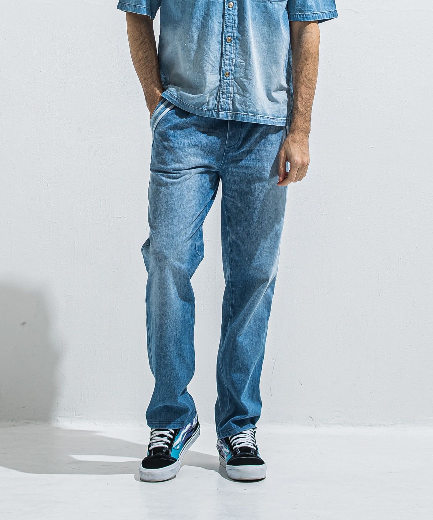 EDGE DENIM SEMI WIDE PT ( DIND ) コットン  / ストレッチ /エコレザーライン / スラッシュポケット /  RC40-ST-014WTD