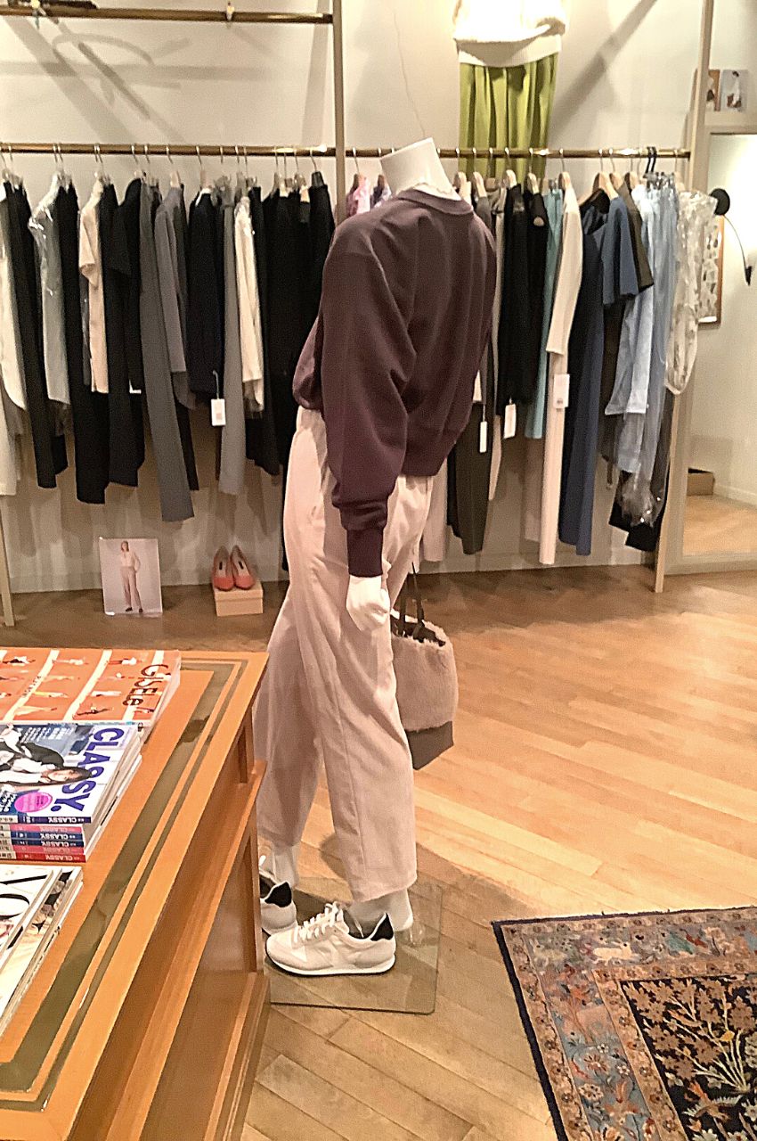 ストレッチコーデュロイ イージーストレートパンツ (ライトベージュ) コットン / ストレッチ / ウエストゴム