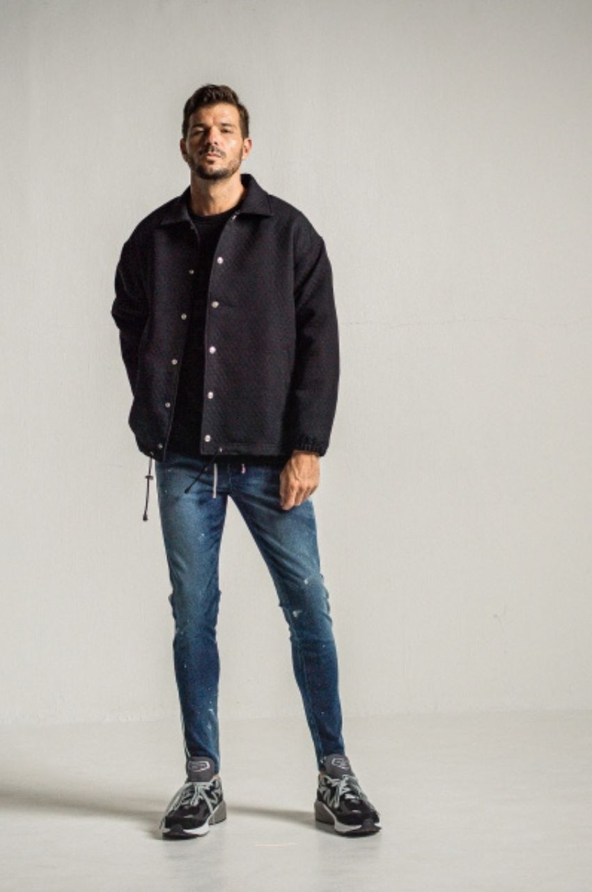 quilting coach jk (BLACK) ポリエステル / キルティングジャガード / 裏エコファー / ドロップショルダー /  RC34-JK-005