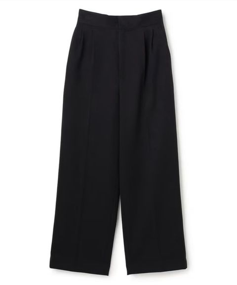 プルーフウールライクツイルワイドパンツ(ネイビー) ポリエステル / ウォッシャブル / センタープレス / バックゴム / ハイウエスト / PRUVLS0300