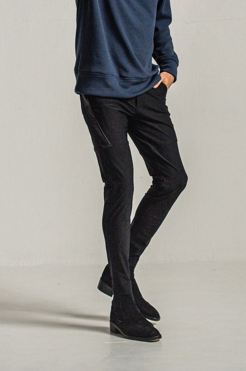 TYLER PANTS (black) レーヨン / ストレッチ / エコレザー / 裏起毛 / RC34-ST-026H