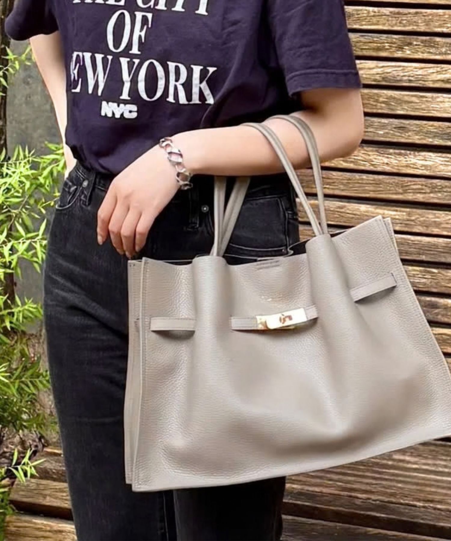 TRERO（トレロ）/（L/TAUTP/BLACK）/ イタリアンWフェイスレザートートバッグ  Lサイズ(ブラック/グレー）牛床革（Italian leather）/ 日本製 / V-1497