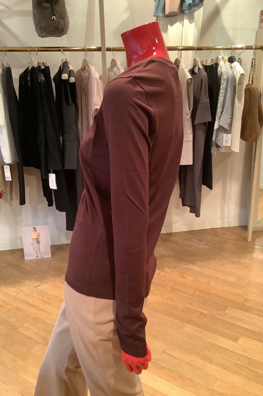 クルーネックTシャツ (ワイン) コットン100％ / ロングスリーブ / コンパクトシルエット