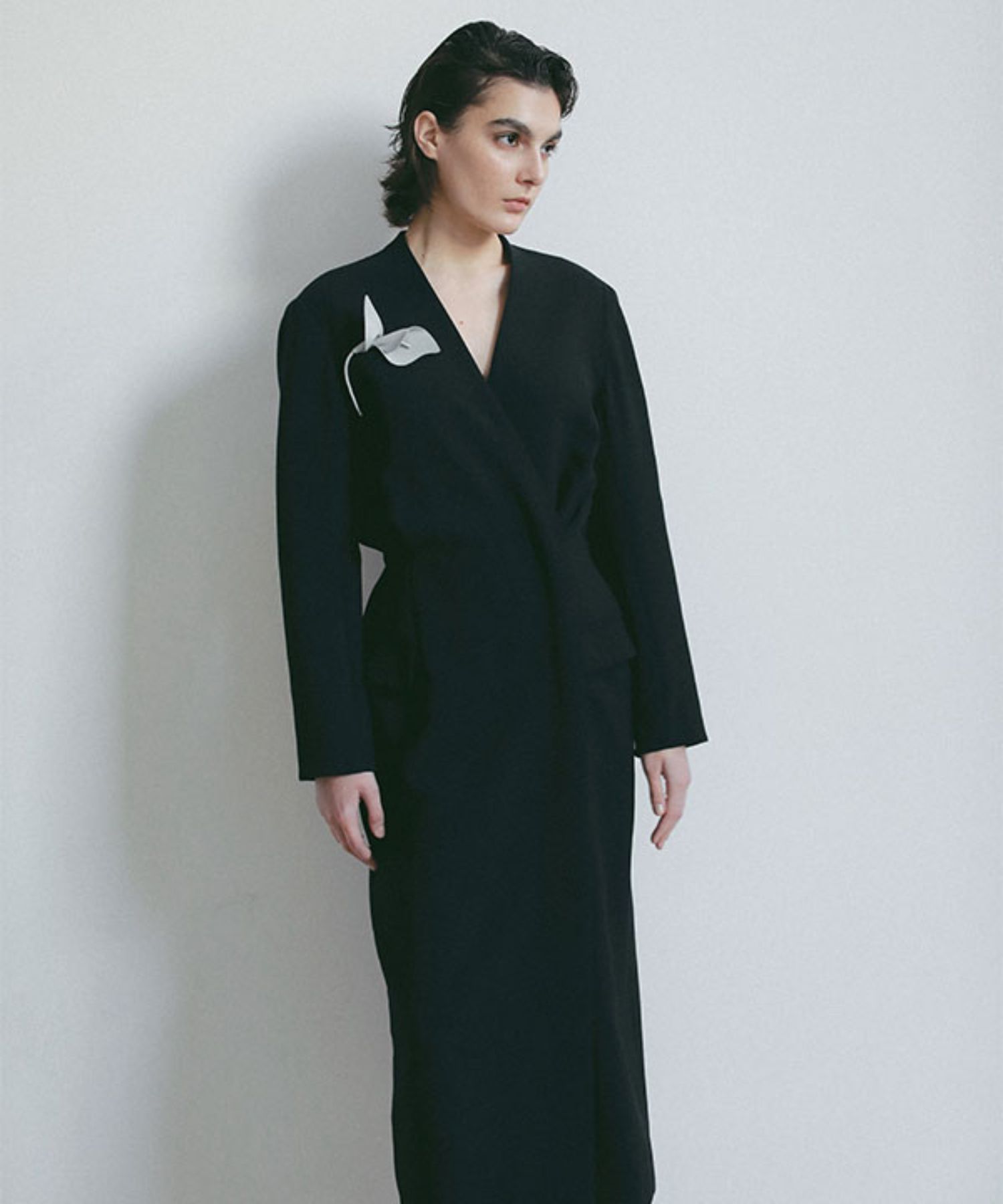 SANTEカシュクールドレス (NAVY) ポリエステル / 裏地有り / フラップポケット / スペアボタン付き / 1226130104