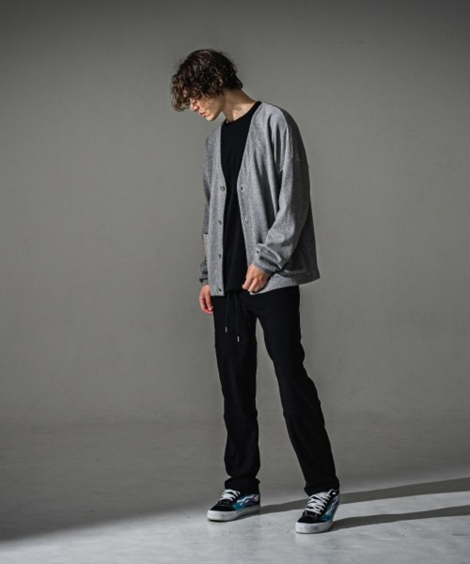 blister knit C/D (GREY) ナイロン /幾何模様 / ストレッチ / パッチポケット / 手洗可 / RC41-C-004