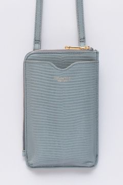 ADRIA / V-1289 / Blue gray / リザード型押しレザー スマートフォンポシェット（ブルーグレー）アドリア / 牛革 / ショルダーバッグ / ストラップ調整可 / iPhone14ProMaxまで入る / 日本製【正規販売店】