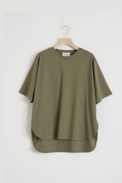 ラウンドヘムTシャツ (カーキ ) コットン / スムースジャージー素材 / ウォッシャブル
