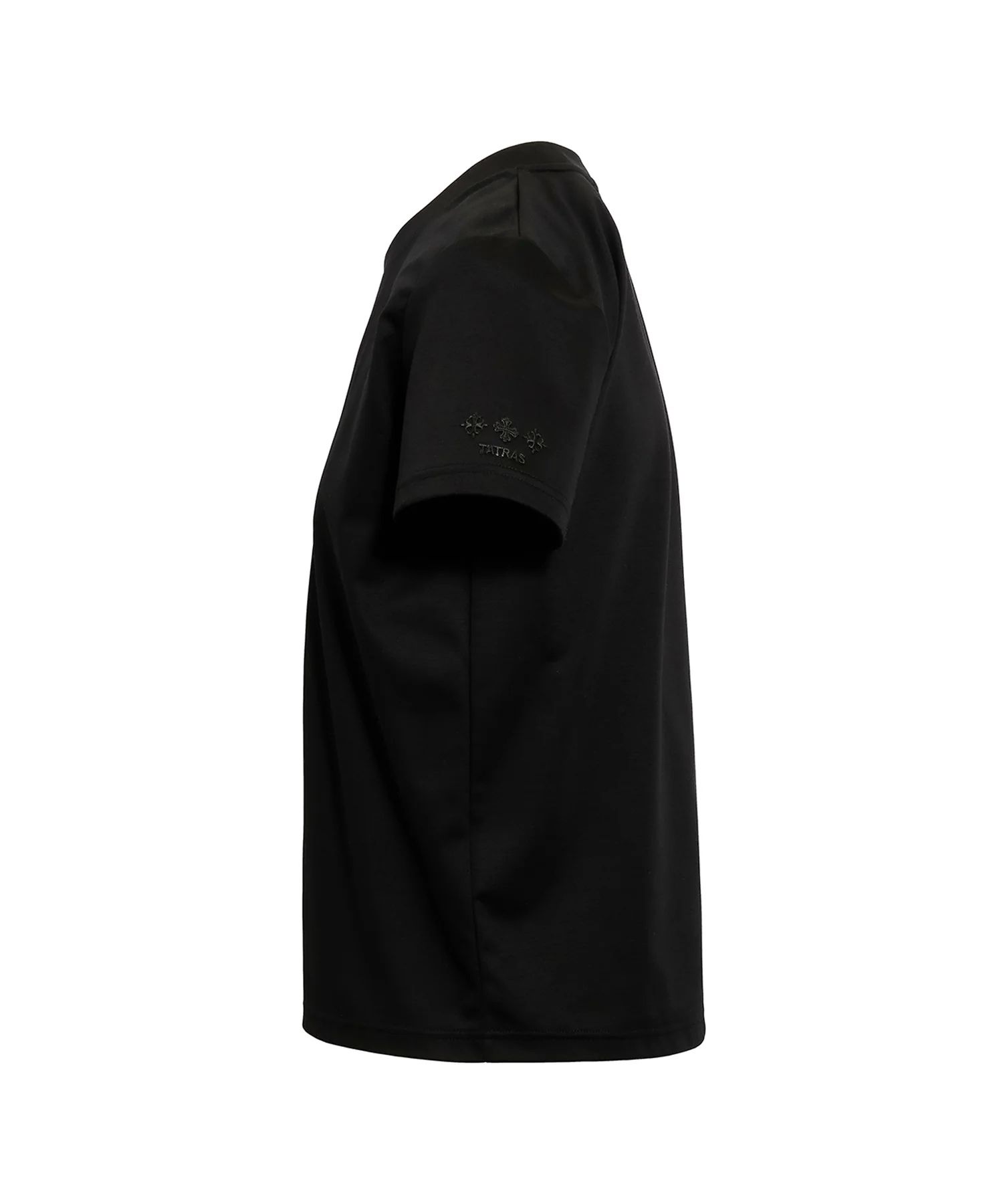 CORNELIA コルネーリア Tシャツ (ブラック) 綿 / フロント刺繍・プリント /左袖ブランドアイコン刺繍 / LCKZ0372083588