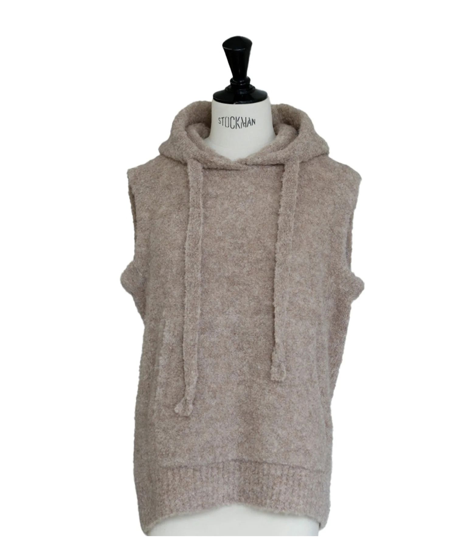 alpaca loop hoodie vest (BEIGE) アルパカ / 保湿性 / ベビーアルパカ / 静電気防止加工 / 軽量 / CT25318