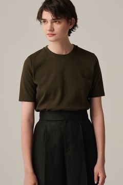 uncrave - コットンミラノショート丈Tシャツ(ホワイト)綿