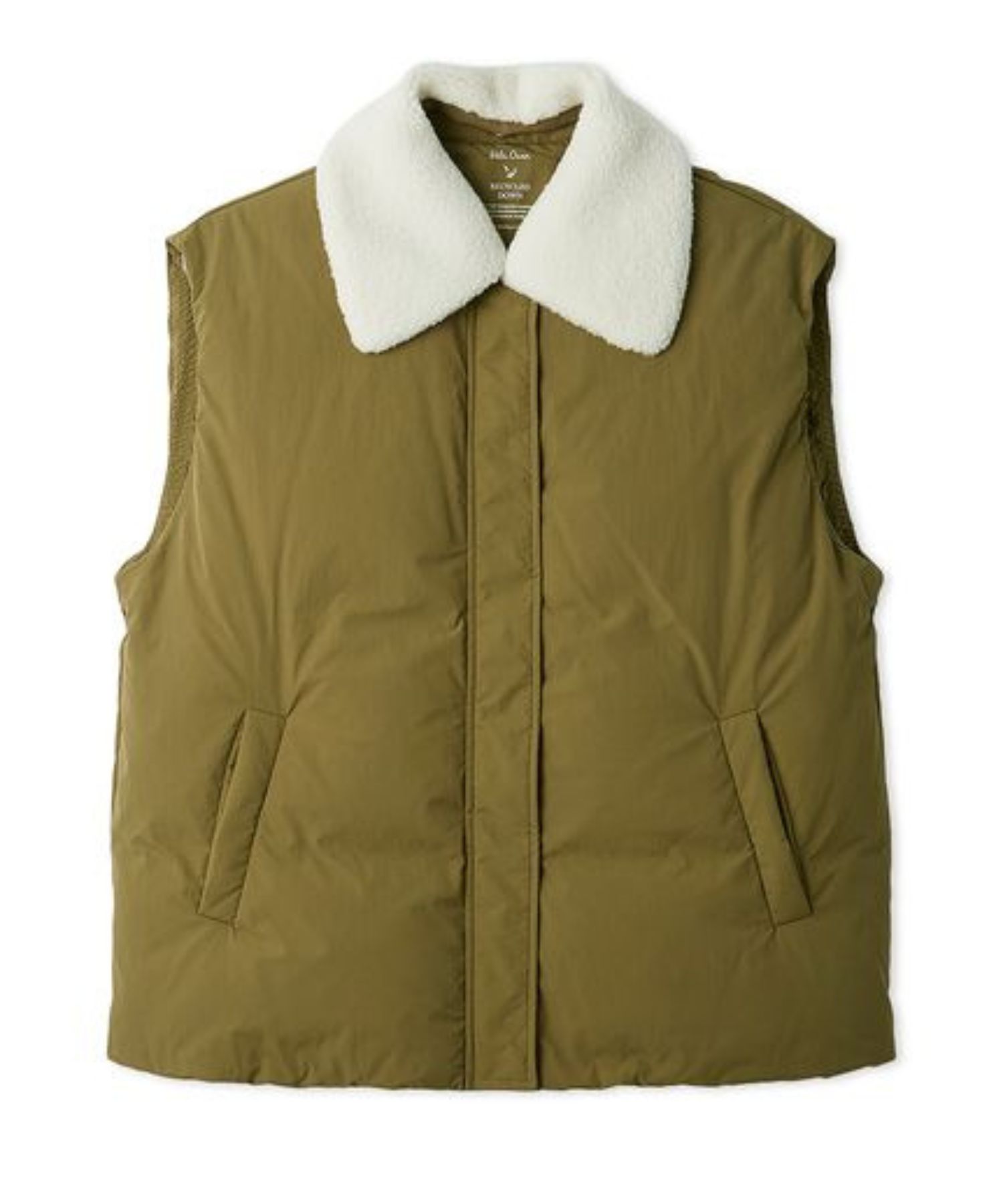 ボア衿リサイクルダウンベスト (KKI) ナイロン / ダックダウン / ボア襟取り外せる / 裾ドロスト / ジップアップ / 09WFV255138