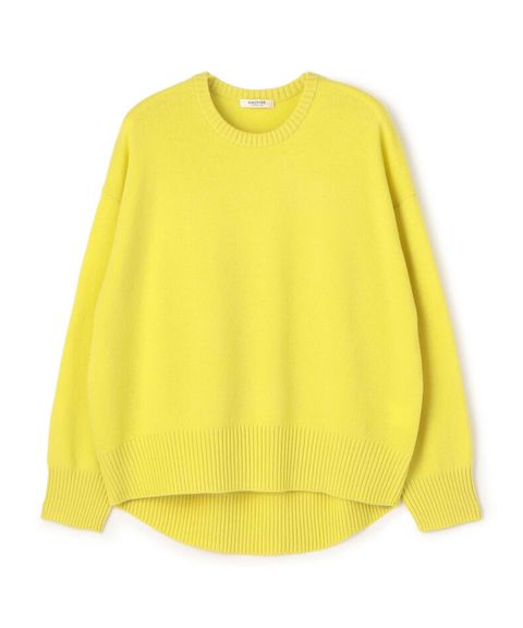 NZ LAMBS クルーネックプルオーバー ( イエロー ) ウール / ドロップショルダー / 後ろ下がり / 伸縮性有り / 12-02-54-02206