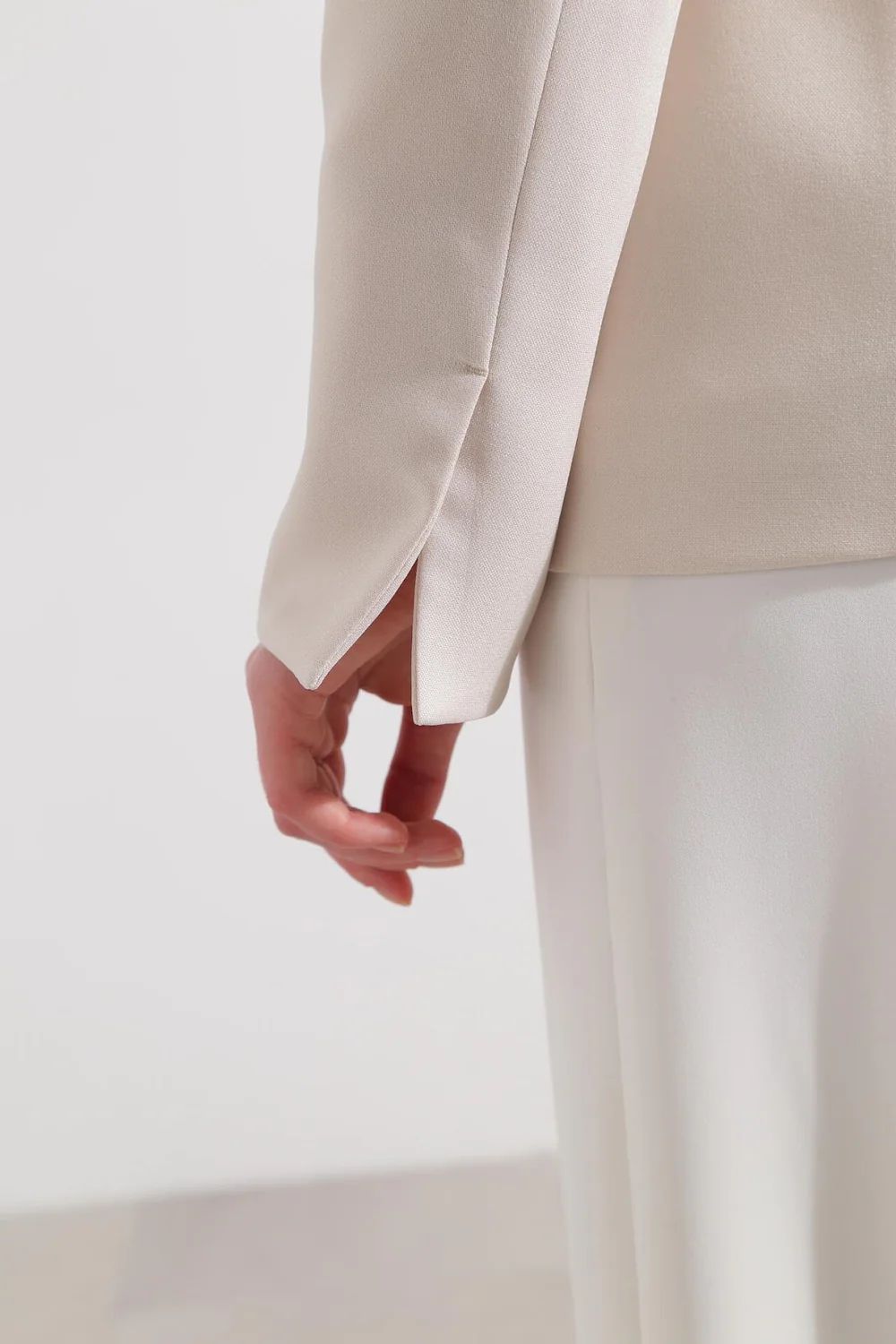 オックスノーカラージャケット (ベージュ) / ポリエステル・レーヨン / ストレッチ / 0315150316