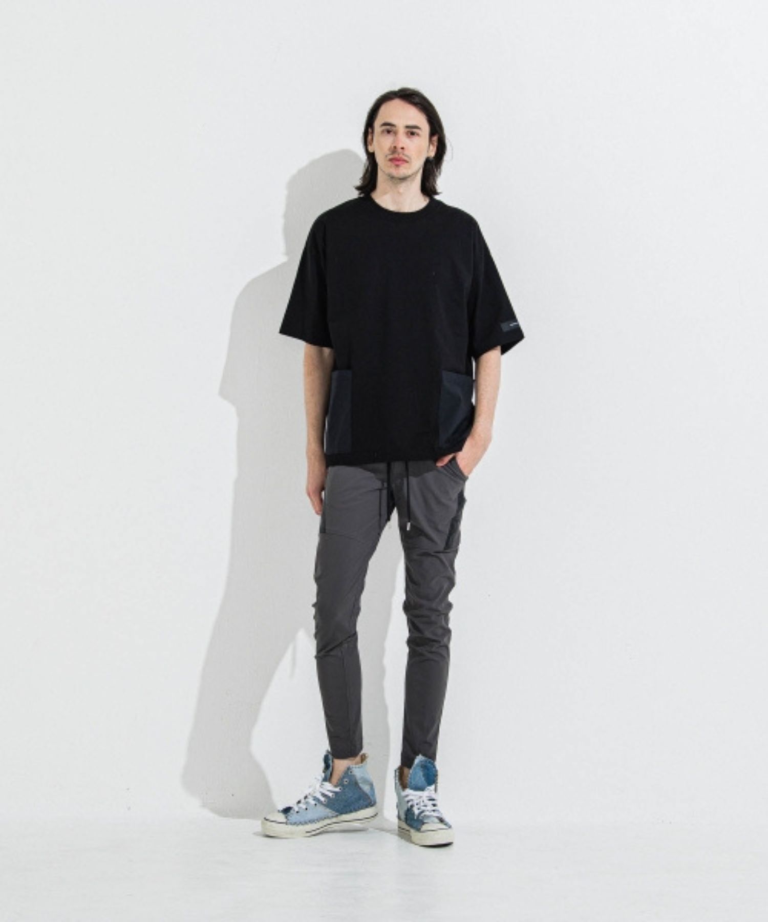 TYLER NYLON PANTS (チャコール ) ナイロン / サイドライン / ストレッチ / ベルトループ / RC36-ST-026