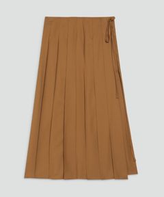ドレープフランネルプリーツロングスカートDrape Flannel(アカシアブラウン)毛 / ラップデザイン / 収縮性ややあり / 01-6407306