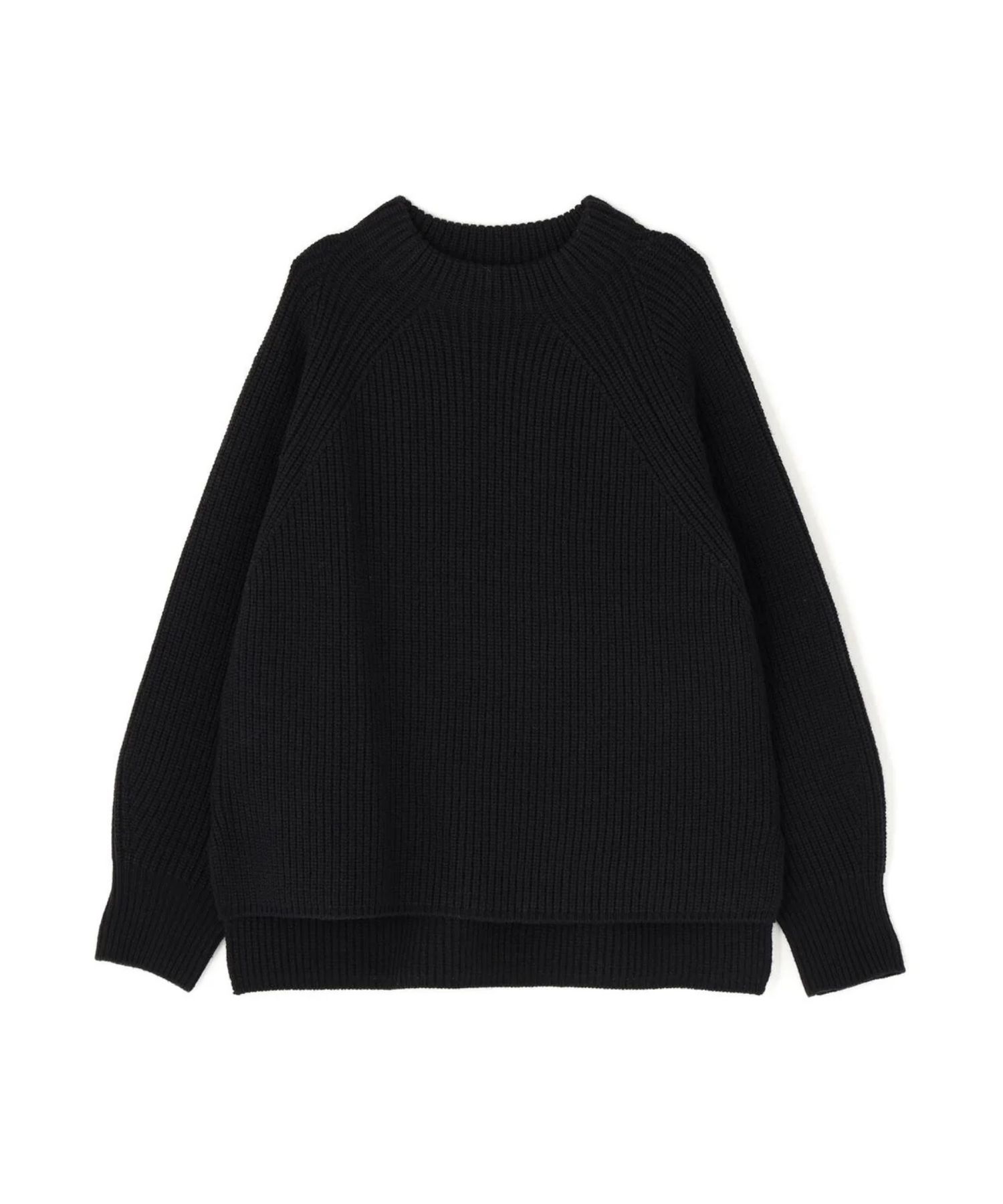 ファーグローブ付き畦ニットプルオーバー(ブラック)毛 / 脇スリット / ストレッチあり / 0315270126