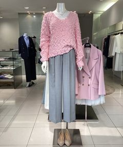 オーバーサイズVネックチャンキーニット(ピンク)羊毛 / 深めVネック / 太めスラブ糸 / MWNT261004