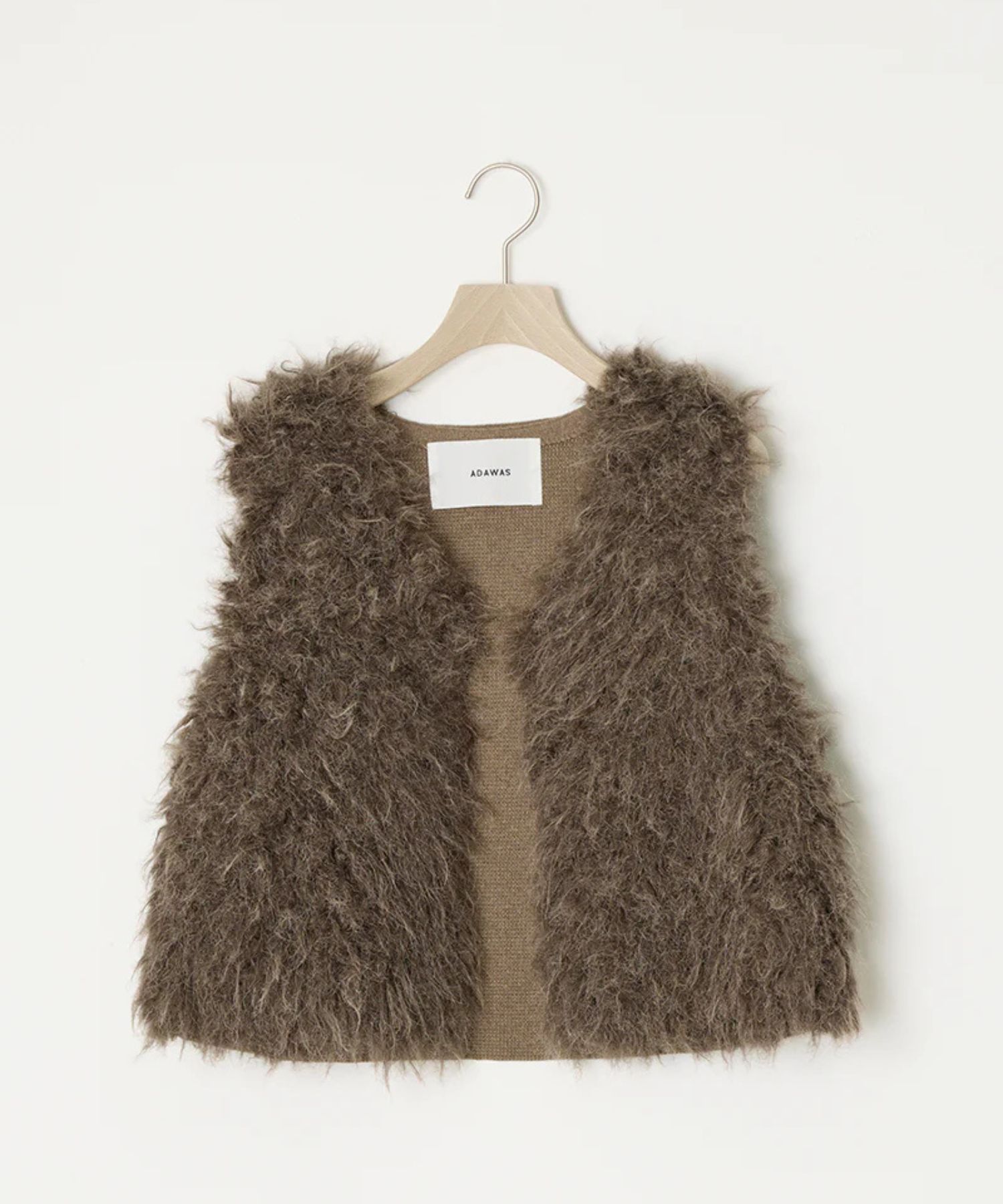 SHAGGY FAUX-FUR VEST( TAUPE) ポリエステル / フロントホック / サイドポケット/ 軽量ファーニット /ADWS-501-25