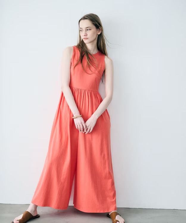 プレーンジャージオールインワン(オレンジ) 綿 / ウォッシャブル / OPUVLM0413