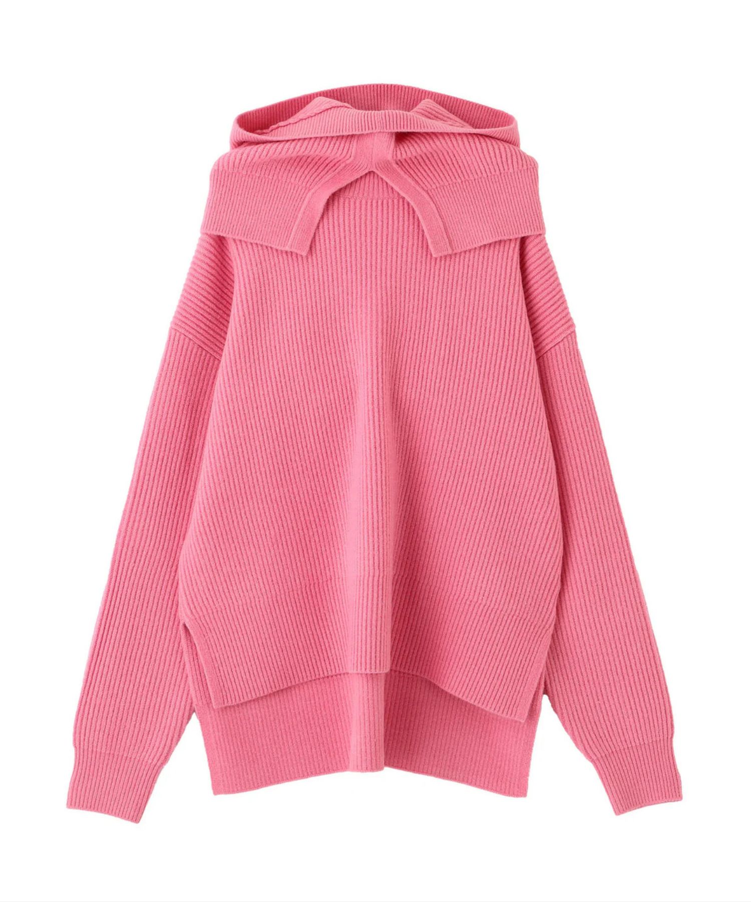 フードスヌード付きニットプルオーバー(ピンク)アクリル / ストレッチあり / かぶって着用 / スヌード付き/ 0316170131