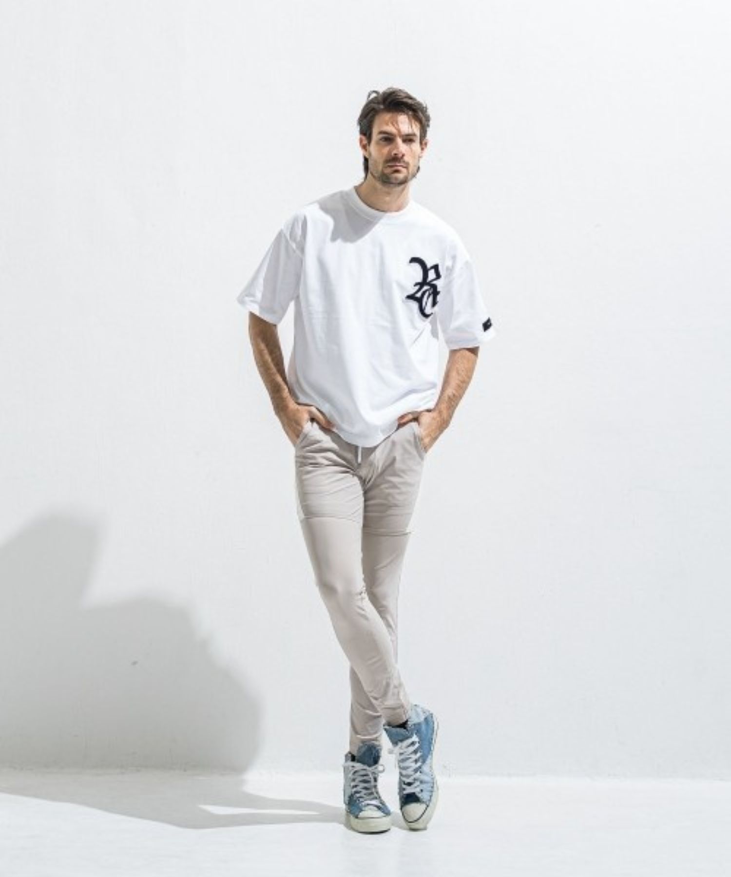 RC OVER  TEE (WHITE) コットン / サガラ刺繍ワッペン / 定番RCロゴ / 手洗可 / オーバーサイズ / RC40-T-006