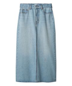 後ベンツストレートマキシデニムスカート ( ライトブルー) コットン/ジャパンファブリック / 撥水防汚加工/ 手洗い可  /  09WFS252002